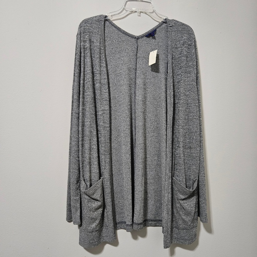 Aeropostale Womens XL Grey Marl Open Front Ribbed Knit Cardigan Sweater NWT 5059